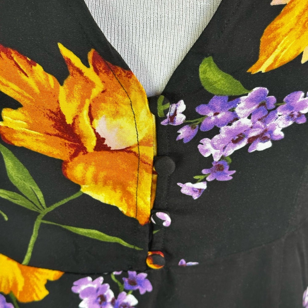 Forever 21 Black Dress with Yellow and Purple Floral - Picture 12 of 16
